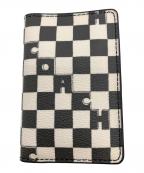 COACHコーチ）の古着「チェッカー プリント カード ウォレット」｜ホワイト×ブラック