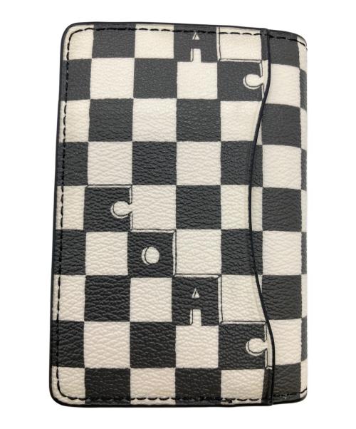 COACH（コーチ）COACH (コーチ) チェッカー プリント カード ウォレット ホワイト×ブラックの古着・服飾アイテム