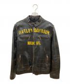 HARLEY-DAVIDSONハーレーダビッドソン）の古着「1903 Collection Forge Distressed Leather Jacket」｜ブラック