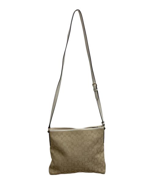 COACH（コーチ）COACH (コーチ) シグネチャー ショルダーバッグ ベージュ×アイボリーの古着・服飾アイテム