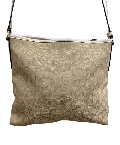 COACH（コーチ）COACH (コーチ) シグネチャー ショルダーバッグ ベージュ×アイボリーの古着・服飾アイテム