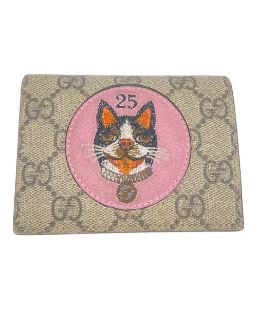 GUCCI（グッチ）GUCCI (グッチ) GGスプリーム BOSCO 2つ折り財布 ベージュ×レッドの古着・服飾アイテム