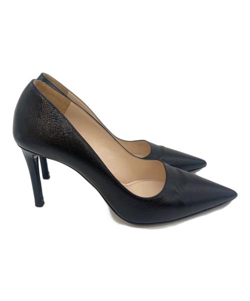 PRADA（プラダ）PRADA (プラダ) ポインテッドトゥパンプス サフィアーノ ハイヒール ブラック サイズ:SIZE 35 1/2の古着・服飾アイテム