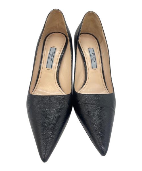 PRADA（プラダ）PRADA (プラダ) ポインテッドトゥパンプス サフィアーノ ハイヒール ブラック サイズ:SIZE 35 1/2の古着・服飾アイテム