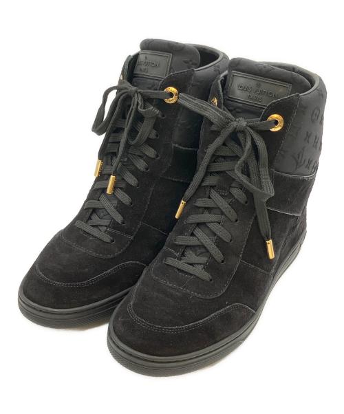 LOUIS VUITTON（ルイ ヴィトン）LOUIS VUITTON (ルイ ヴィトン) モノグラム MILLENIUM WEDGE　ハイカットスニーカー ブラック サイズ:SIZE 38 1/2の古着・服飾アイテム