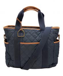 POLO RALPH LAUREN（ポロ・ラルフローレン）の古着「キルティング2WAYトートバッグ」｜ネイビー×ブラウン