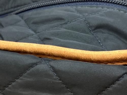 POLO RALPH LAUREN（ポロ・ラルフローレン）POLO RALPH LAUREN (ポロ・ラルフローレン) キルティング2WAYトートバッグ ネイビー×ブラウンの古着・服飾アイテム