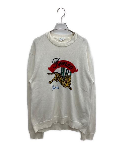 KENZO（ケンゾー）KENZO (ケンゾー) Bamboo Tiger Sweater 厚手ニット ホワイト サイズ:SIZE Mの古着・服飾アイテム