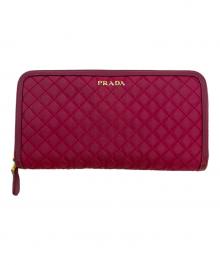 PRADA（プラダ）の古着「ラウンドファスナーウォレット」｜ショッキングピンク