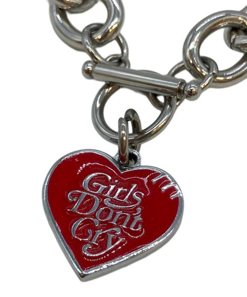 HUMAN MADE（ヒューマンメイド）HUMAN MADE (ヒューマンメイド) Girl Dont cly チェーンブレスレット シルバー×レッドの古着・服飾アイテム