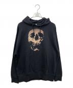X-GIRL×Hysteric Glamourエックスガール×ヒステリックグラマー）の古着「SCULL AND BERRY HOODIE プルオーバーパーカー」｜ブラック