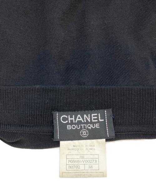 CHANEL（シャネル）CHANEL (シャネル) ポロシャツ ブラック×ベージュ サイズ:38の古着・服飾アイテム
