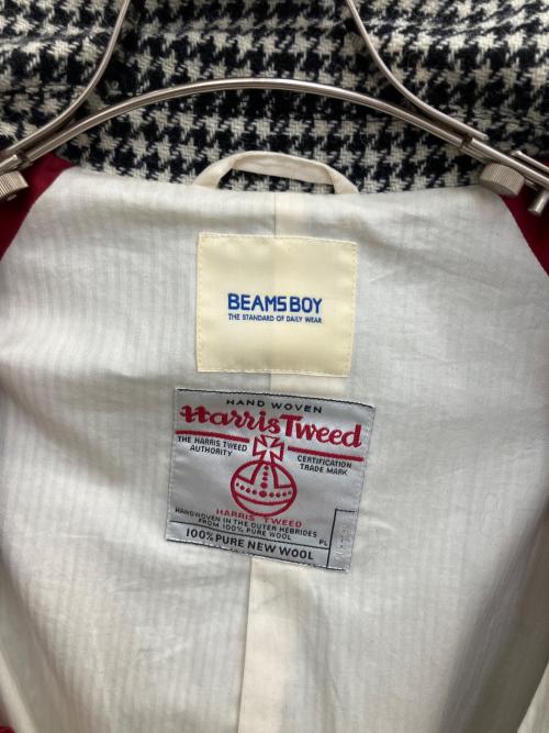 Harris Tweed（ハリスツイード）Harris Tweed (ハリスツイード) BEAMS BOY (ビームスボーイ) ロングコート ベージュ×ブラック サイズ:不明の古着・服飾アイテム