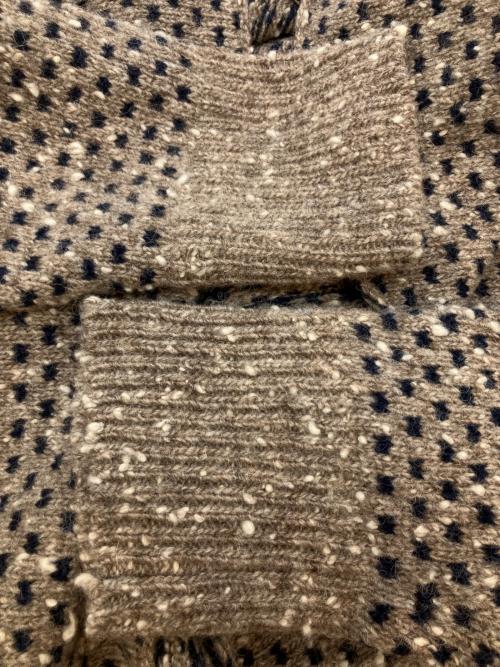 homspun（ホームスパン）homspun (ホームスパン) ナチュラルネップジャガードカーディガン 厚手カーディガン ライトブラウン×ネイビー サイズ:SIZE Fの古着・服飾アイテム