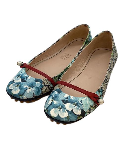 GUCCI（グッチ）GUCCI (グッチ) GGブルームス スプリーム フラットパンプス ブルー サイズ:SIZE 23.5cmの古着・服飾アイテム