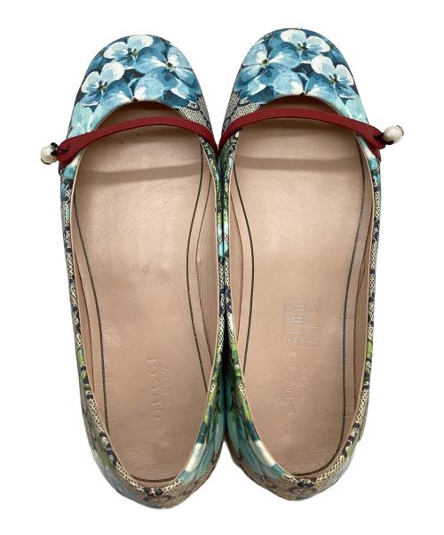 GUCCI（グッチ）GUCCI (グッチ) GGブルームス スプリーム フラットパンプス ブルー サイズ:SIZE 23.5cmの古着・服飾アイテム