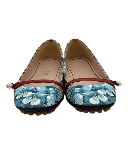 GUCCI（グッチ）GUCCI (グッチ) GGブルームス スプリーム フラットパンプス ブルー サイズ:SIZE 23.5cmの古着・服飾アイテム