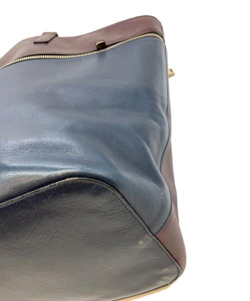 JIL SANDER（ジルサンダー）JIL SANDER (ジルサンダー) レザートートバッグ ワインレッド×ネイビーの古着・服飾アイテム