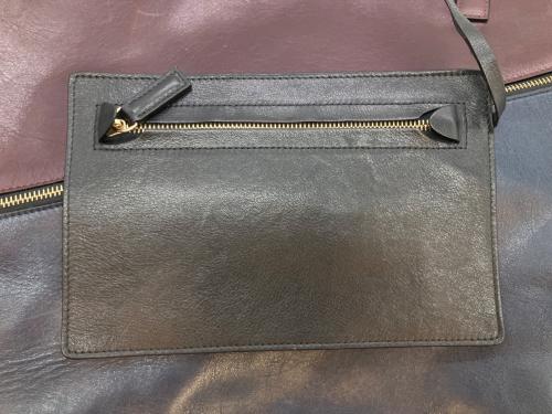 JIL SANDER（ジルサンダー）JIL SANDER (ジルサンダー) レザートートバッグ ワインレッド×ネイビーの古着・服飾アイテム