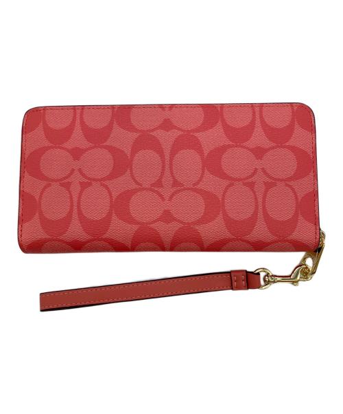 COACH（コーチ）COACH (コーチ) シグネチャー　ロング ジップ アラウンド ウォレット ショッキングピンク 未使用品の古着・服飾アイテム