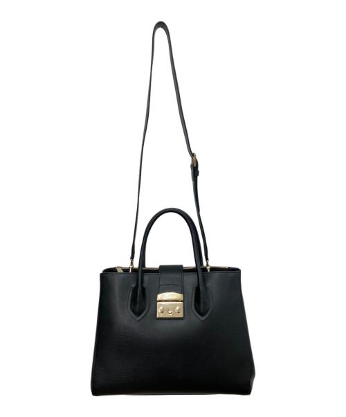 FURLA（フルラ）FURLA (フルラ) 2WAYショルダーバッグ ブラック×ゴールドの古着・服飾アイテム