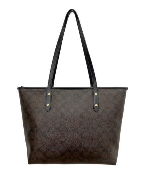 COACH（コーチ）COACH (コーチ) シティジップトップトート ブラウン×ブラックの古着・服飾アイテム