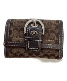 COACH（コーチ）の古着「シグネチャー ソーホー 3つ折り財布」｜グレー×ブラック