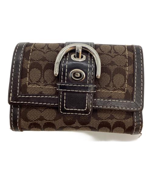 COACH（コーチ）COACH (コーチ) シグネチャー ソーホー 3つ折り財布 グレー×ブラックの古着・服飾アイテム