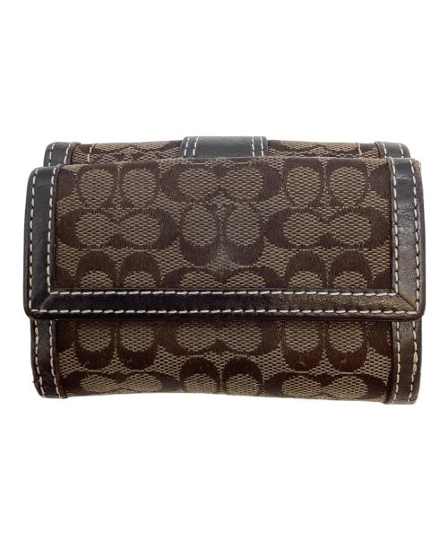 COACH（コーチ）COACH (コーチ) シグネチャー ソーホー 3つ折り財布 グレー×ブラックの古着・服飾アイテム