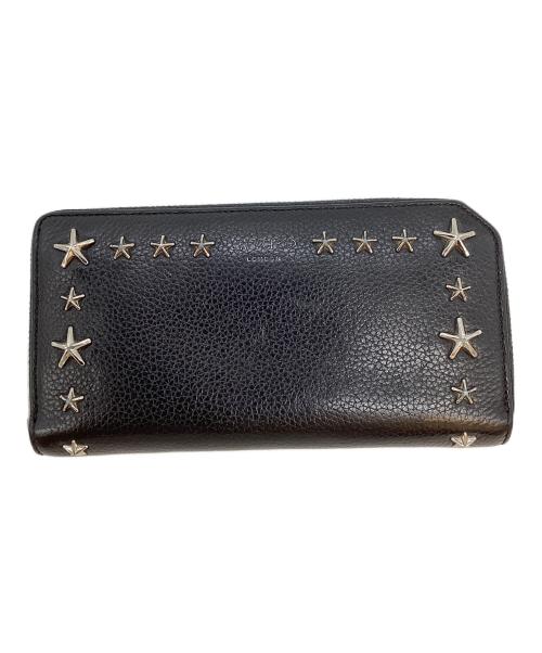 JIMMY CHOO（ジミーチュウ）JIMMY CHOO (ジミーチュウ) スタースタッズ ラウンドファスナー 長財布 ブラック×シルバーの古着・服飾アイテム