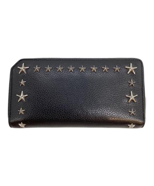 JIMMY CHOO（ジミーチュウ）JIMMY CHOO (ジミーチュウ) スタースタッズ ラウンドファスナー 長財布 ブラック×シルバーの古着・服飾アイテム