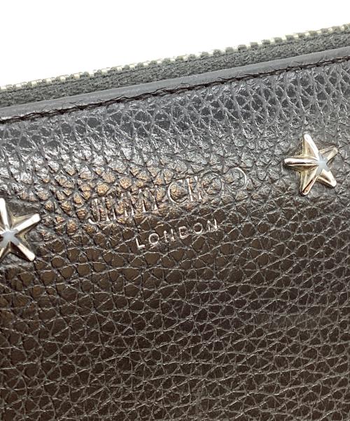 JIMMY CHOO（ジミーチュウ）JIMMY CHOO (ジミーチュウ) スタースタッズ ラウンドファスナー 長財布 ブラック×シルバーの古着・服飾アイテム