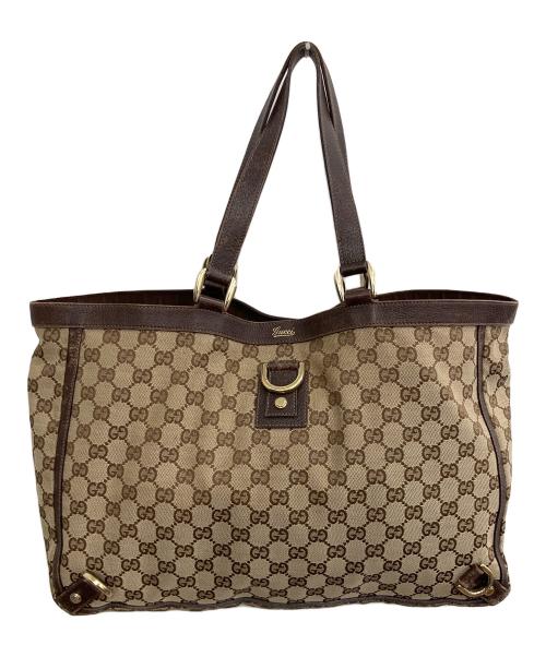 GUCCI（グッチ）GUCCI (グッチ) GG　トートバッグ ベージュ×ブラウンの古着・服飾アイテム