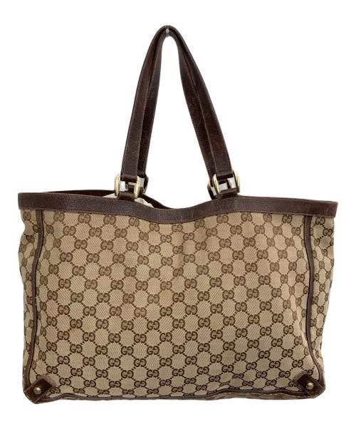 GUCCI（グッチ）GUCCI (グッチ) GG　トートバッグ ベージュ×ブラウンの古着・服飾アイテム