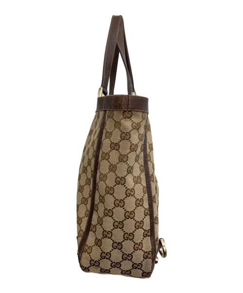GUCCI（グッチ）GUCCI (グッチ) GG　トートバッグ ベージュ×ブラウンの古着・服飾アイテム