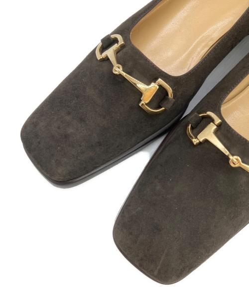 GUCCI（グッチ）GUCCI (グッチ) スクエアトゥーパンプス ブラウン×ゴールド サイズ:351/2の古着・服飾アイテム