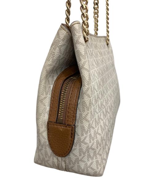MICHAEL KORS（マイケルコース）MICHAEL KORS (マイケルコース) ジェットセット ミディアム チェーン メッセンジャー/ショルダーバッグ ベージュ×ブラウンの古着・服飾アイテム