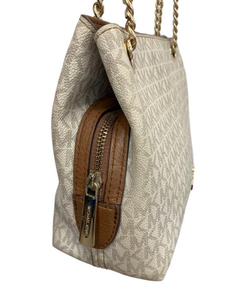 MICHAEL KORS（マイケルコース）MICHAEL KORS (マイケルコース) ジェットセット ミディアム チェーン メッセンジャー/ショルダーバッグ ベージュ×ブラウンの古着・服飾アイテム