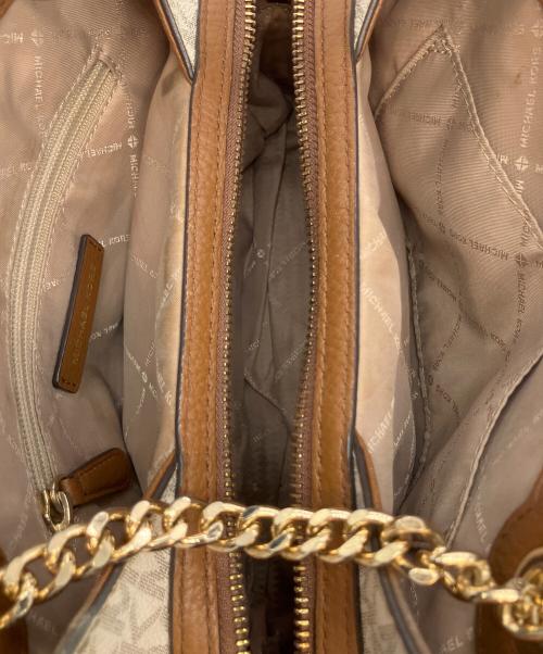 MICHAEL KORS（マイケルコース）MICHAEL KORS (マイケルコース) ジェットセット ミディアム チェーン メッセンジャー/ショルダーバッグ ベージュ×ブラウンの古着・服飾アイテム