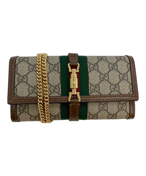 GUCCI（グッチ）GUCCI (グッチ) GG チェーンショルダーウォレットバッグ　二つ折り財布 ブラウンの古着・服飾アイテム