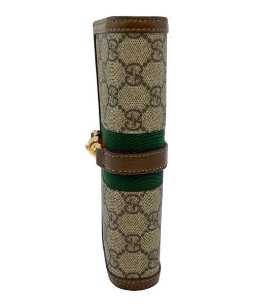 GUCCI（グッチ）GUCCI (グッチ) GG チェーンショルダーウォレットバッグ　二つ折り財布 ブラウンの古着・服飾アイテム