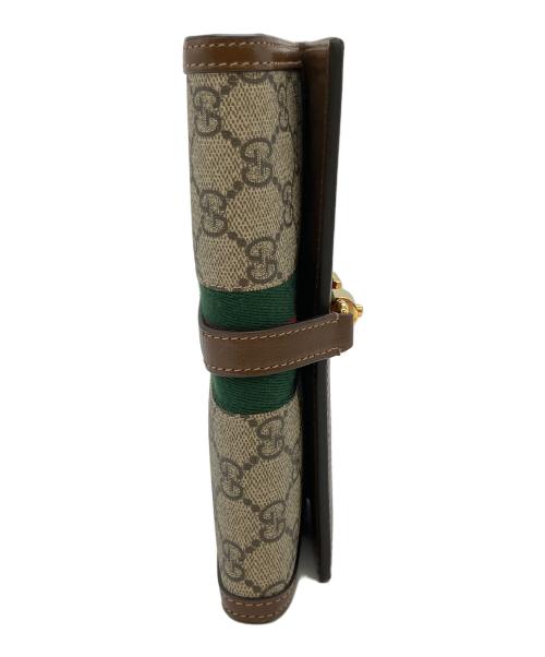 GUCCI（グッチ）GUCCI (グッチ) GG チェーンショルダーウォレットバッグ　二つ折り財布 ブラウンの古着・服飾アイテム
