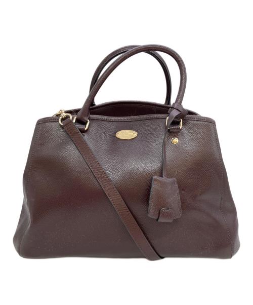 COACH（コーチ）COACH (コーチ) ラグジュアリー クロスグレーン レザー スモール マーゴット キャリーオール ワインレッドの古着・服飾アイテム
