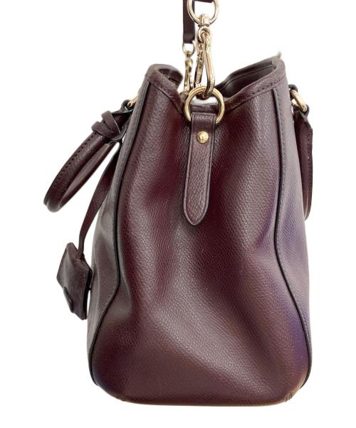 COACH（コーチ）COACH (コーチ) ラグジュアリー クロスグレーン レザー スモール マーゴット キャリーオール ワインレッドの古着・服飾アイテム