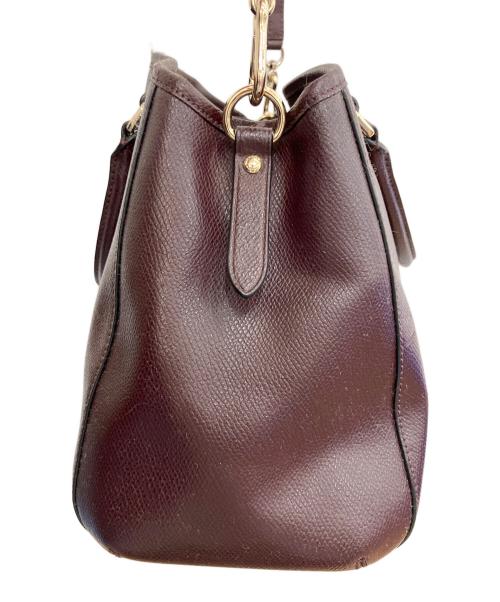 COACH（コーチ）COACH (コーチ) ラグジュアリー クロスグレーン レザー スモール マーゴット キャリーオール ワインレッドの古着・服飾アイテム