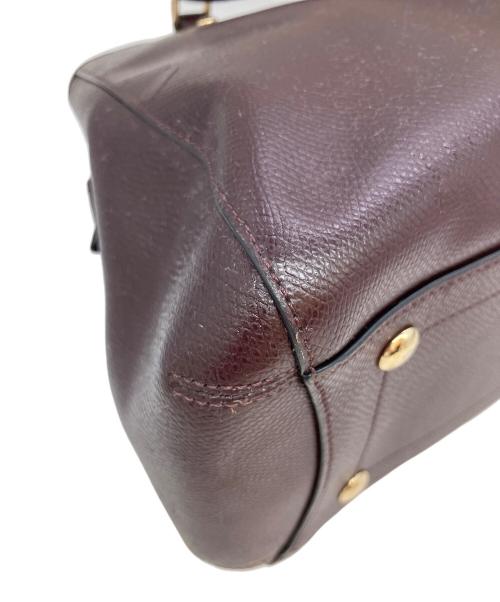 COACH（コーチ）COACH (コーチ) ラグジュアリー クロスグレーン レザー スモール マーゴット キャリーオール ワインレッドの古着・服飾アイテム