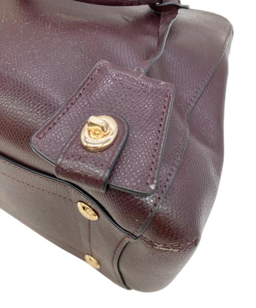 COACH（コーチ）COACH (コーチ) ラグジュアリー クロスグレーン レザー スモール マーゴット キャリーオール ワインレッドの古着・服飾アイテム