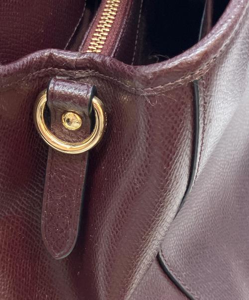 COACH（コーチ）COACH (コーチ) ラグジュアリー クロスグレーン レザー スモール マーゴット キャリーオール ワインレッドの古着・服飾アイテム