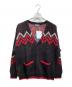 Hysteric Glamour（ヒステリックグラマー）の古着「SPEAK NO EVIL ジャガードカーディガン　厚手カーディガン」｜ブラック×レッド