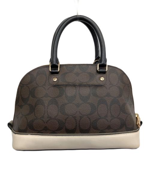 COACH（コーチ）COACH (コーチ) シグネチャー　ミニ シエラ サッチェル ブラウン×アイボリーの古着・服飾アイテム